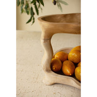 natural two tiered teakwood serving tower
