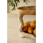 natural two tiered teakwood serving tower