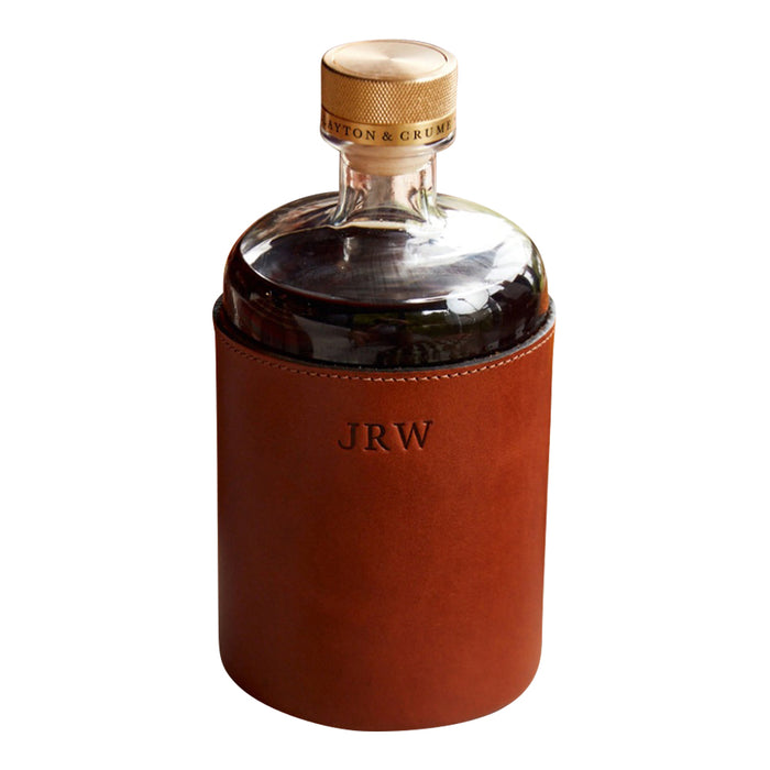 decanter leather wrapped glass personalized