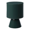 modern accent drink table glossy dark green lacquer round drum-like