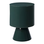 modern accent drink table glossy dark green lacquer round drum-like