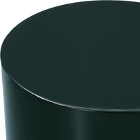 modern accent drink table glossy dark green lacquer round drum-like