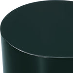 modern accent drink table glossy dark green lacquer round drum-like