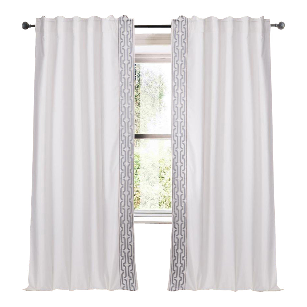 ivory curtain panels embroidered silver gold trim