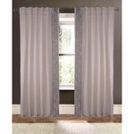 Drapery Curtain Panel Linen Cotton Rod Pocket Tan Grey Trim