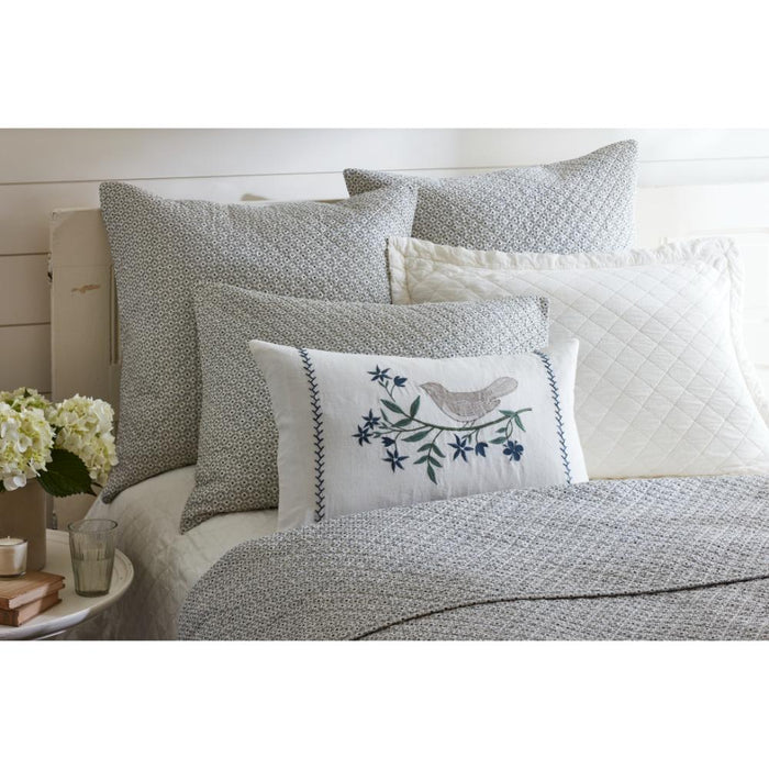 bedding ensemble quilted navy cream daisy pattern shams quilt size options