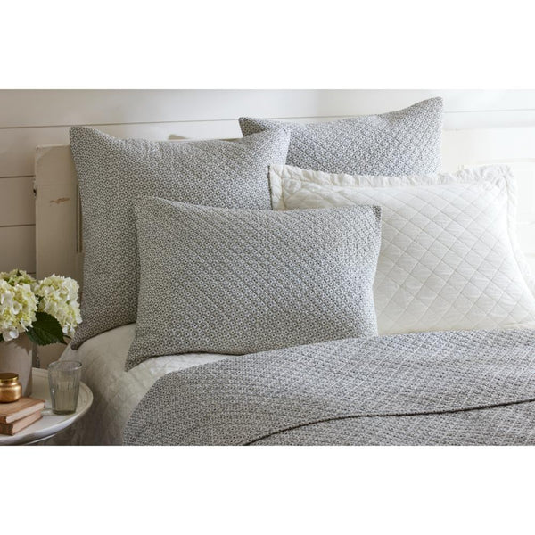 bedding ensemble quilted navy cream daisy pattern shams quilt size options