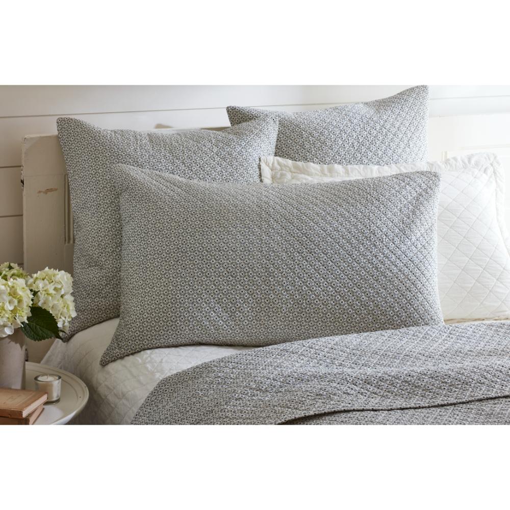 bedding ensemble quilted navy cream daisy pattern shams quilt size options