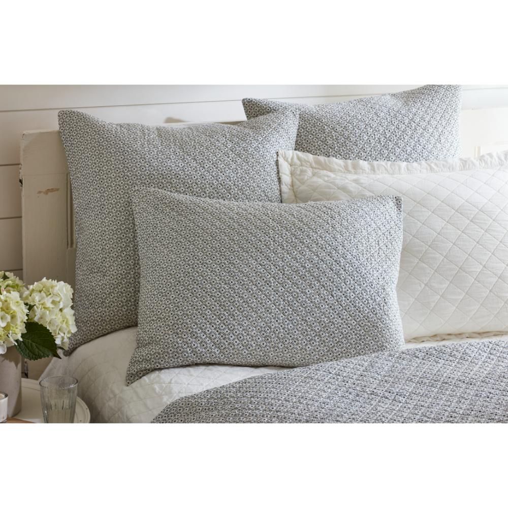 bedding ensemble quilted navy cream daisy pattern shams quilt size options