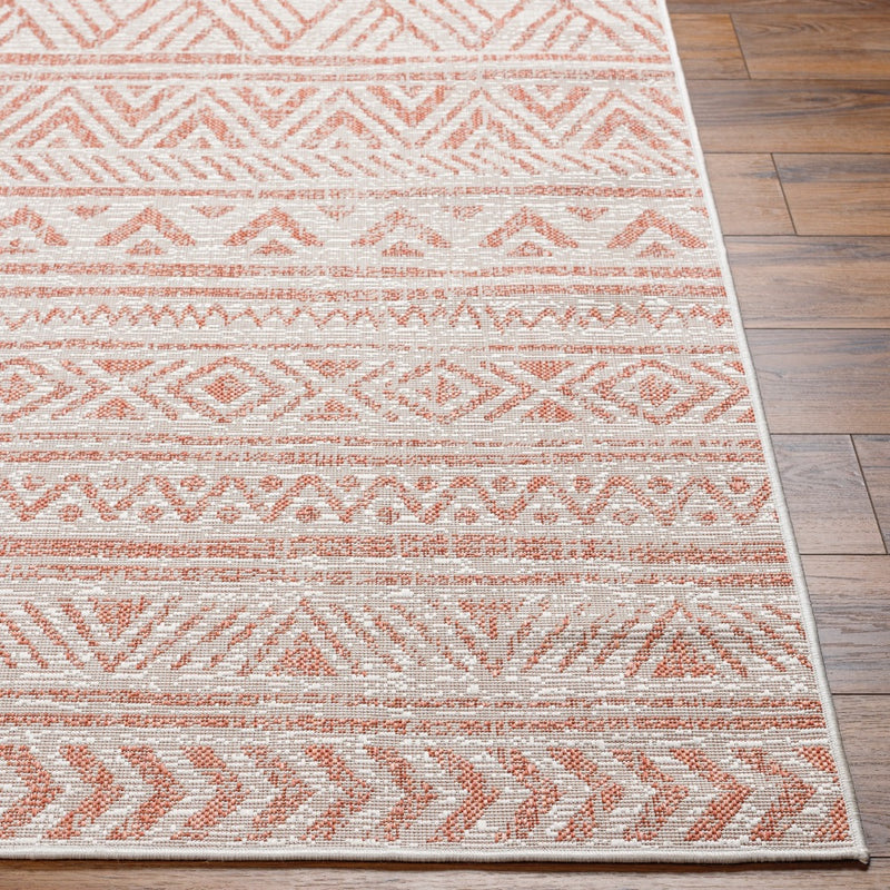 outdoor area rug woven patterned coral 