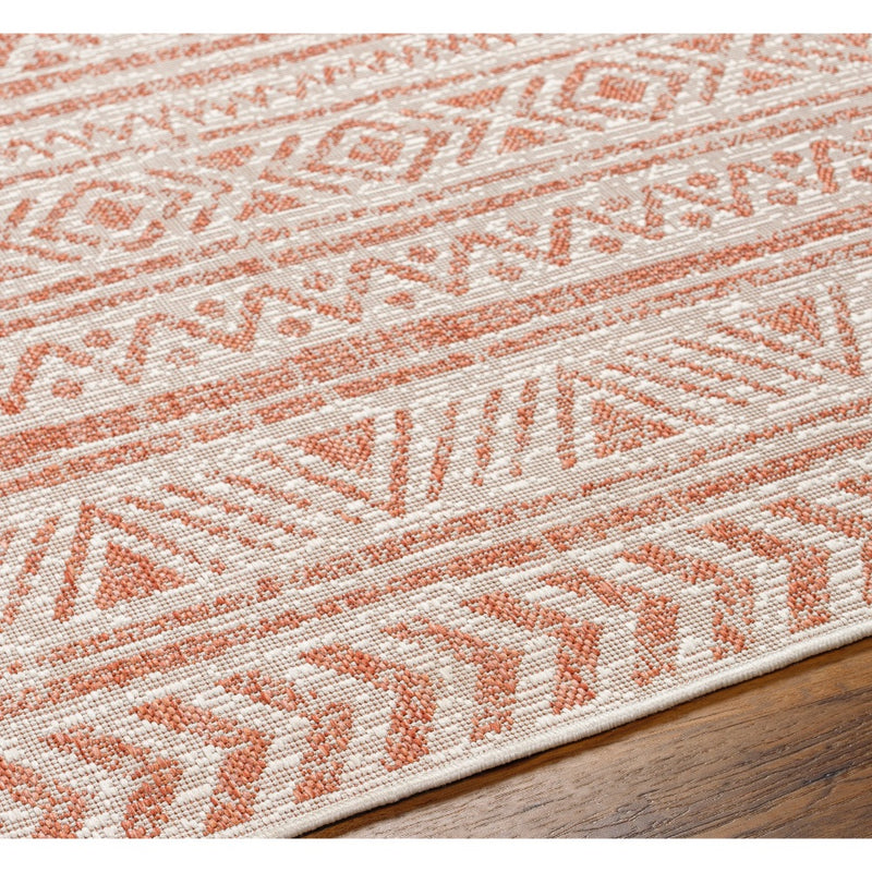 outdoor area rug woven patterned coral 