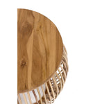 natural rattan teak round accent table