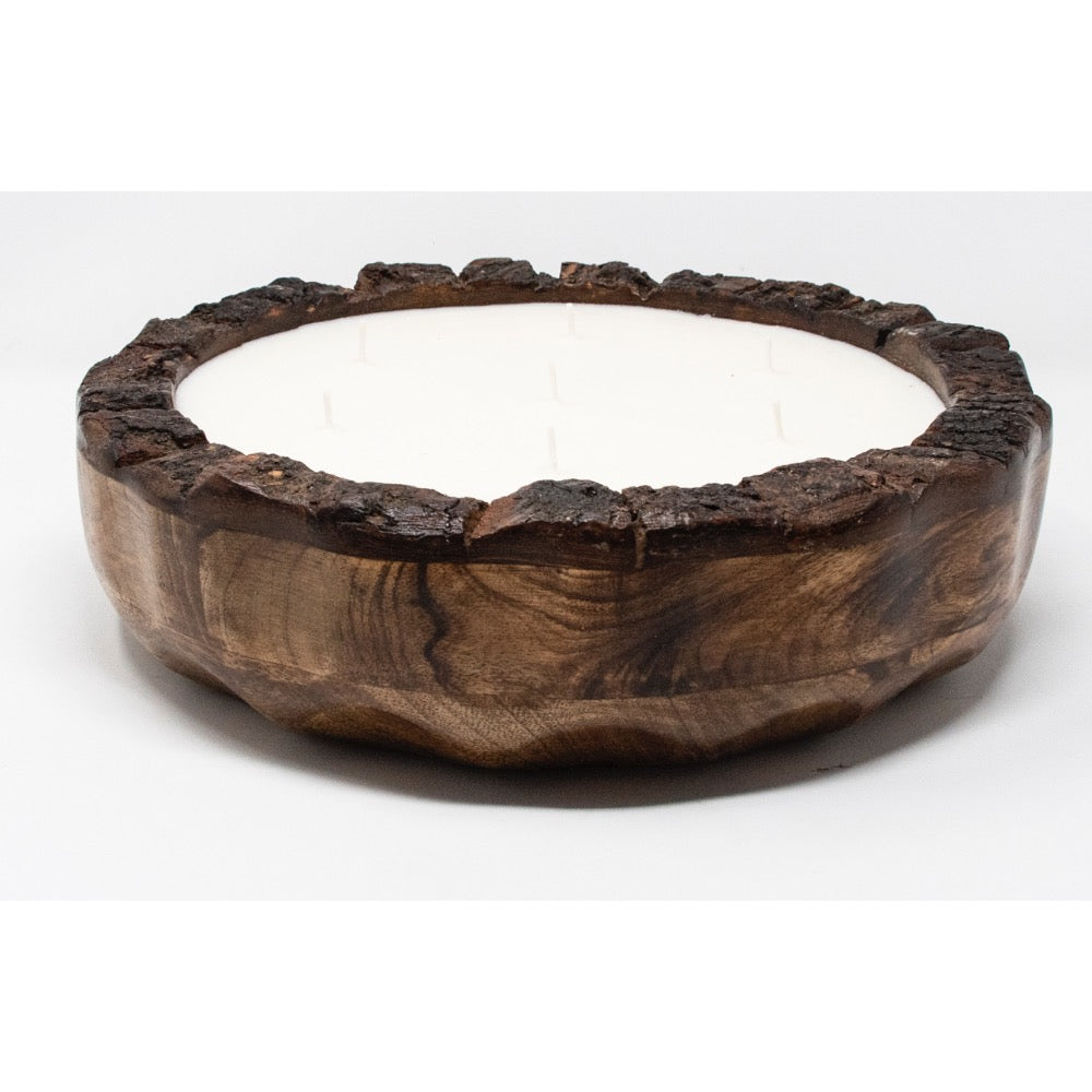 wood round candle seven wick organic