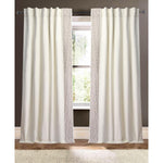 Drapery Curtain Panel Linen Cotton Rod Pocket Ivory Trim