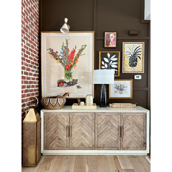 antique white and weathered reclaimed pine sideboard cabinet