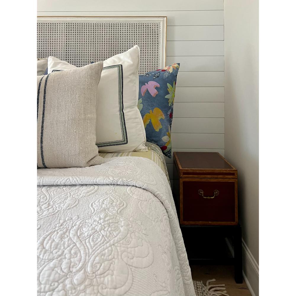 king headboard white carved detail