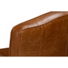 brown leather upholstered swivel chair rounded arms brass nailheads