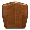 brown leather upholstered swivel chair rounded arms brass nailheads