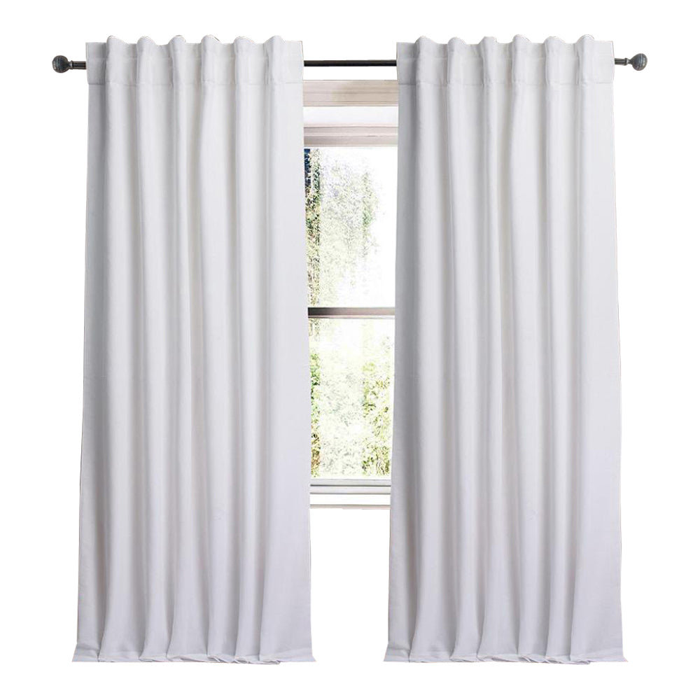white linen blend curtain panels