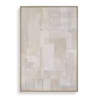 large neutral palette mixed media canvas art light oak frame