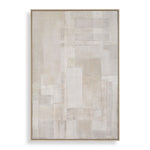 large neutral palette mixed media canvas art light oak frame