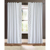Drapery Curtain Panel Linen Cotton Rod Pocket White Grey Trim