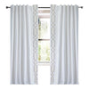 Drapery Curtain Panel Linen Cotton Rod Pocket White Grey Trim