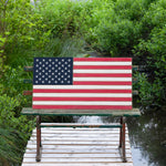 sign american flag red white blue rustic pine wood starfish