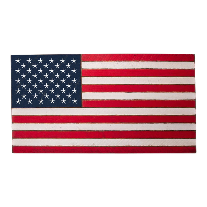 sign american flag red white blue rustic pine wood starfish