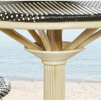 table round pedestal base natural rattan all-weather woven black beige top Padma's Plantation