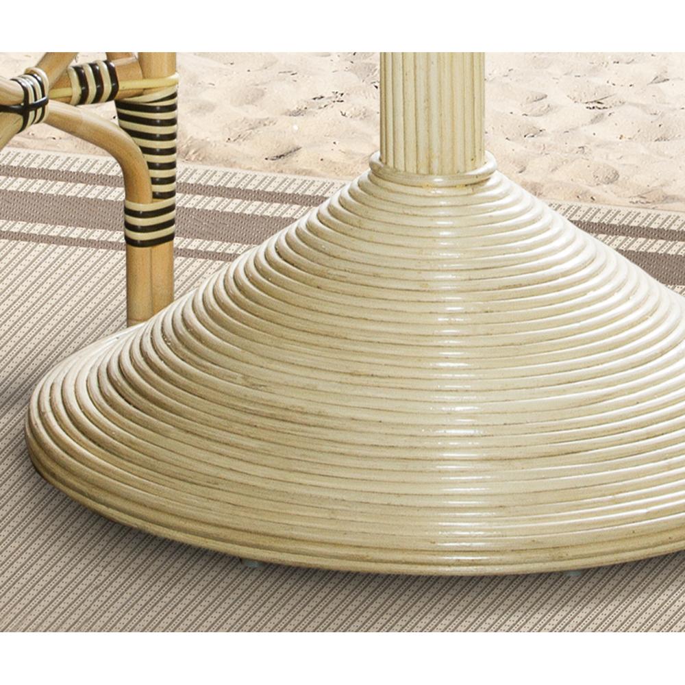 table round pedestal base natural rattan all-weather woven black beige top Padma's Plantation