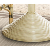 table round pedestal base natural rattan all-weather woven black beige top Padma's Plantation