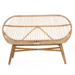 natural rattan sofa bench teak legs x-stretcher