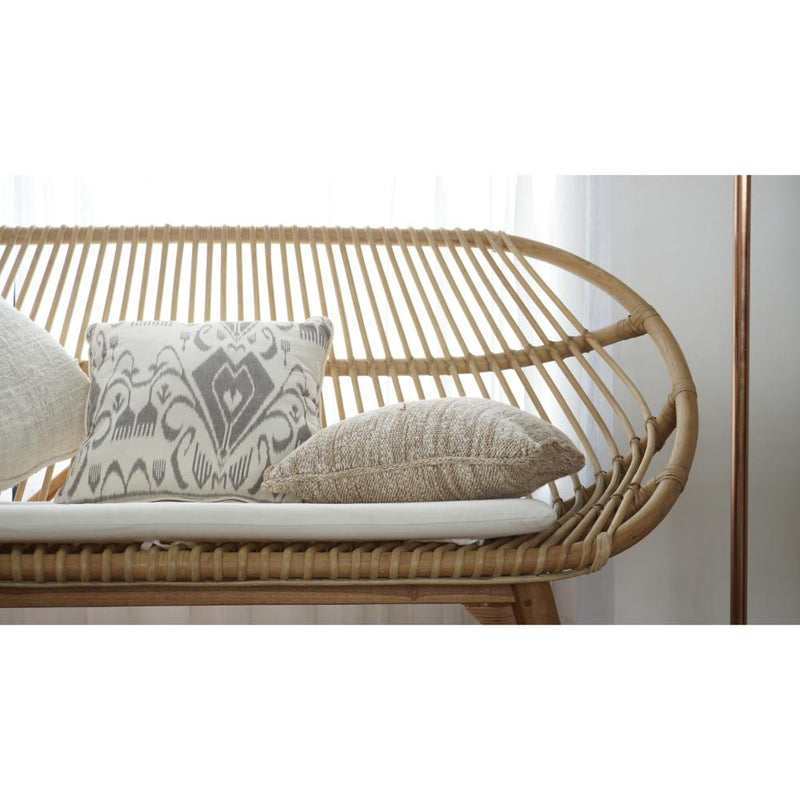 natural rattan sofa bench teak legs x-stretcher