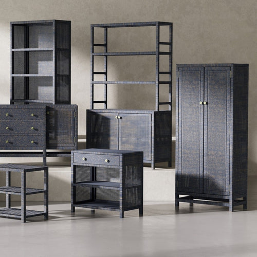 smoke peeled rattan bookcase three shelves storage