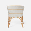 dining chair handwoven peeled rattan white natural striped white cushion