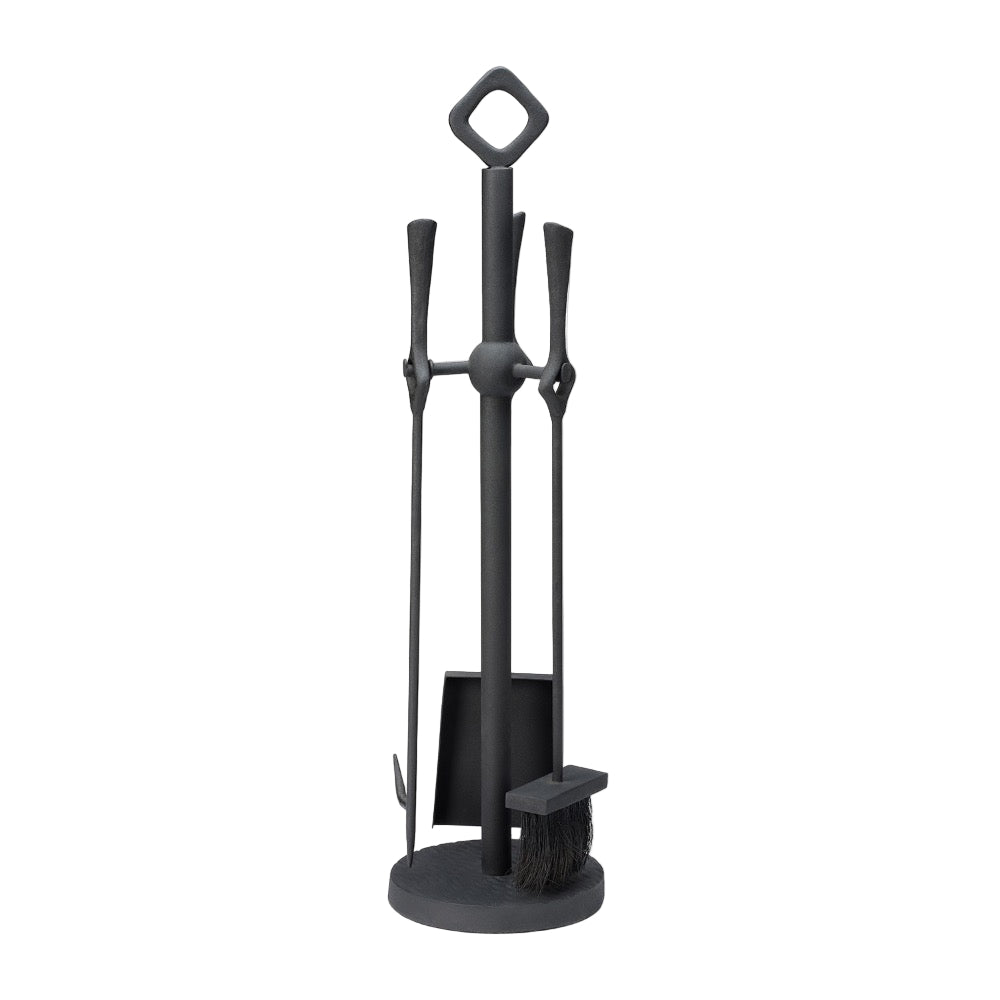 black cast iron fireplace tool set