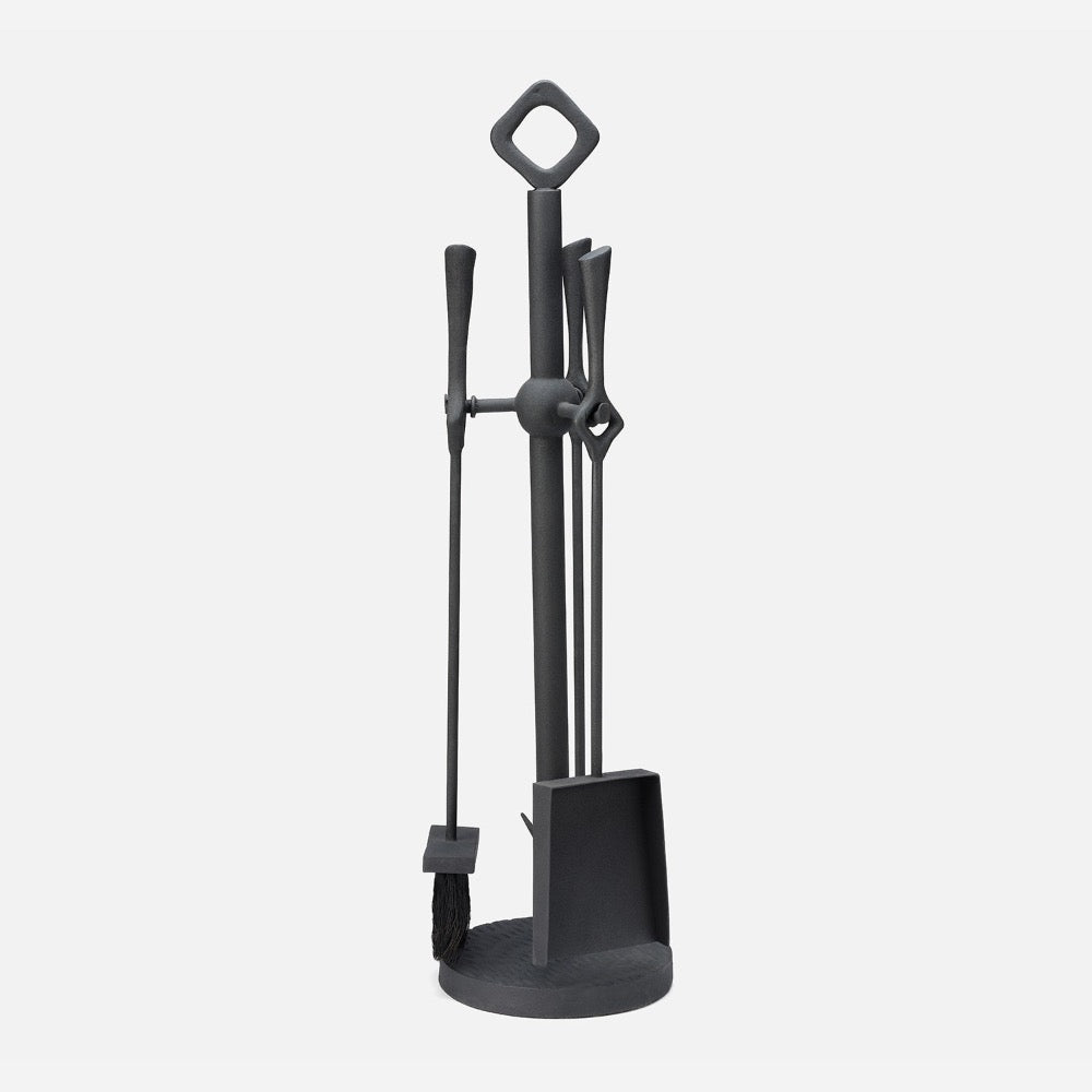 black cast iron fireplace tool set