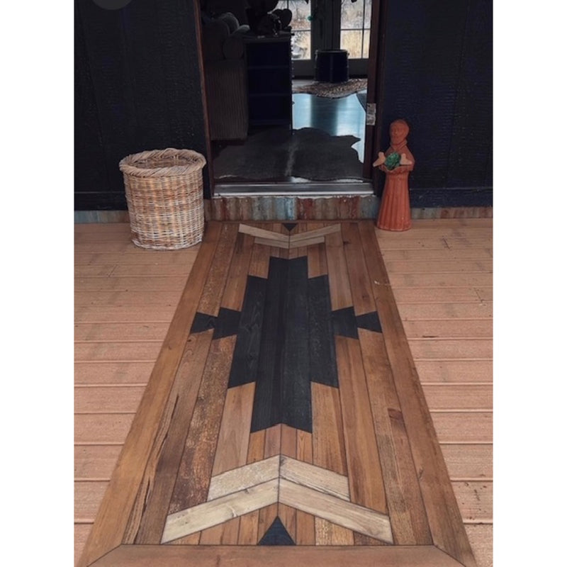 neutral black faux wood lay flat mat