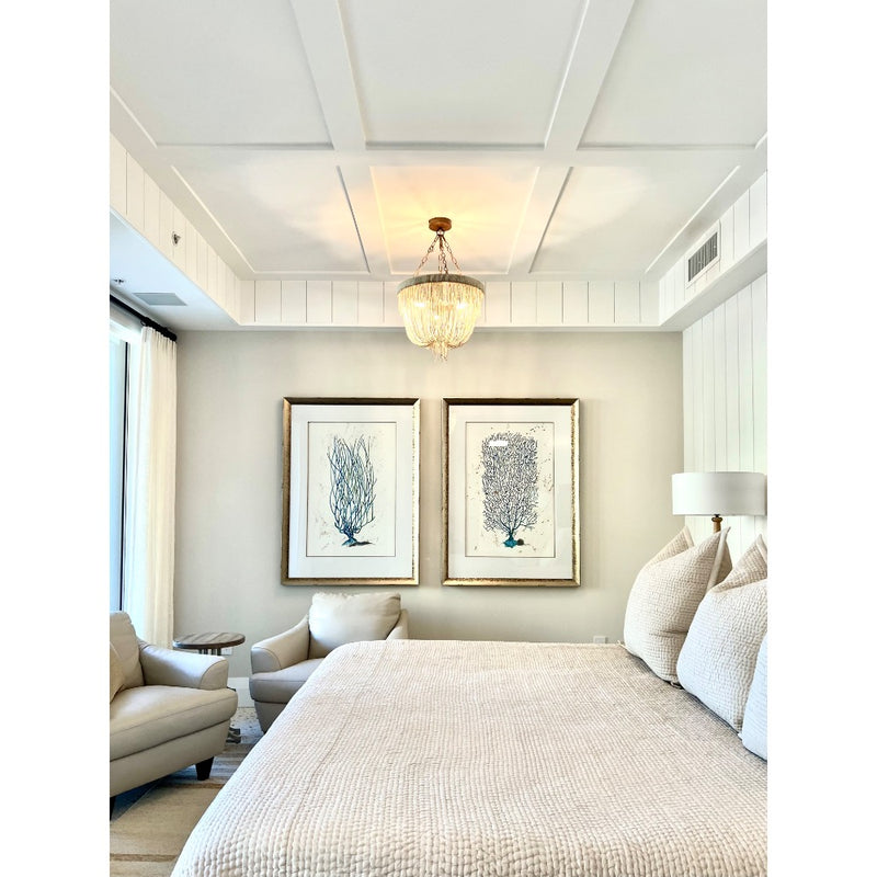 beaded chandelier framed art bed chairs lifestyle
