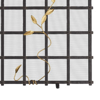 hammered natural iron antique brass details fireplace screen 