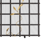hammered natural iron antique brass details fireplace screen 