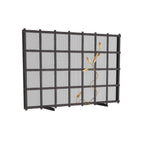 hammered natural iron antique brass details fireplace screen 