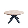 teak iron natural round dining table