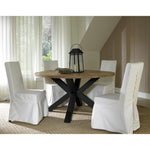 teak iron natural round dining table