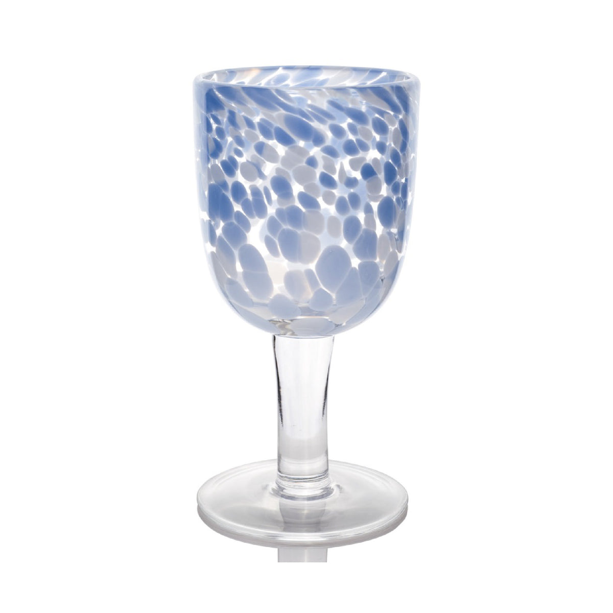 spotted wine glass set blue and white
