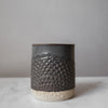 ceramic lace canister gray handmade round