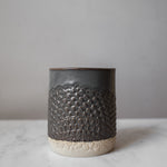 ceramic lace canister gray handmade round