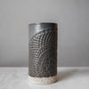 ceramic lace canister gray handmade round