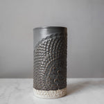 ceramic lace canister gray handmade round